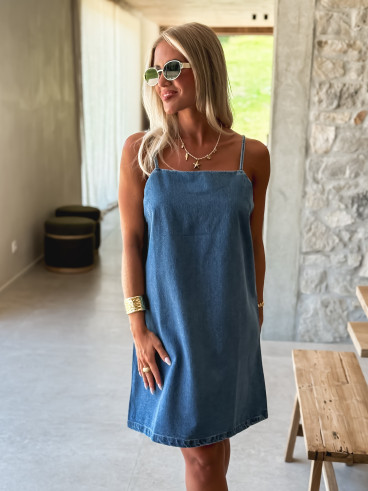 Robe courte en jeans Nergis - Bleu