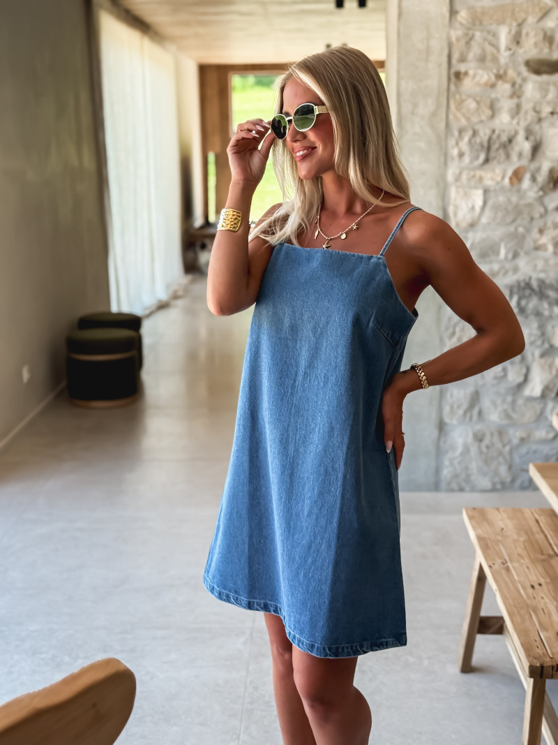 Robe courte en jeans Nergis - Bleu