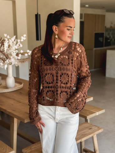 Blouse en crochet Hermione - Chocolat