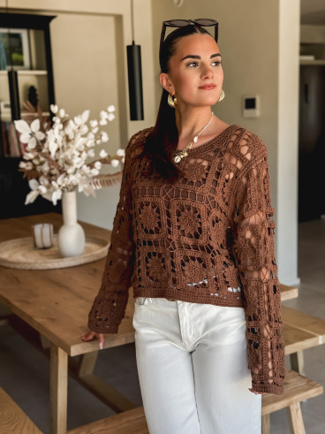 Blouse en crochet Hermione - Chocolat