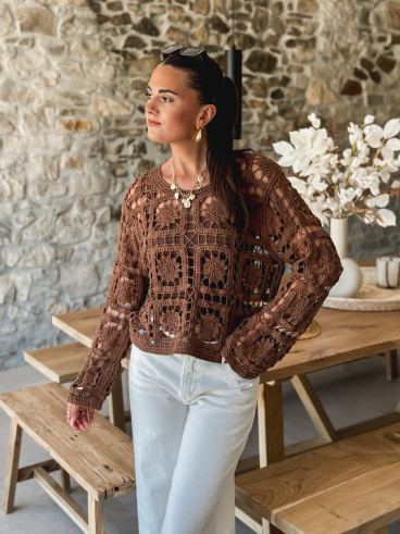 Blouse en crochet Hermione - Chocolat