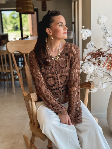 Blouse en crochet Hermione - Chocolat