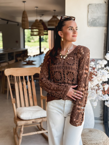 Blouse en crochet Hermione - Chocolat