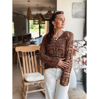 Blouse en crochet Hermione - Chocolat