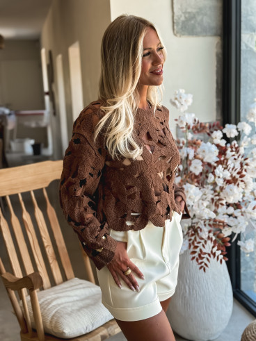 Blouse en crochet Yesenia - Chocolat