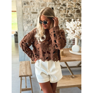 Blouse en crochet Yesenia - Chocolat