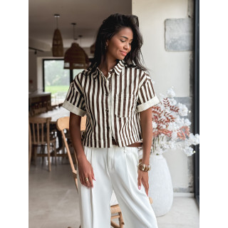 Chemise lignée Korie - Chocolat/Ecru
