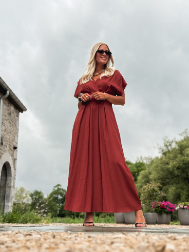 Robe longue Léonia - Brique