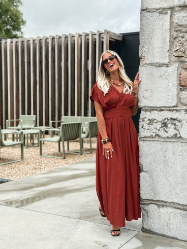 Robe longue Léonia - Brique
