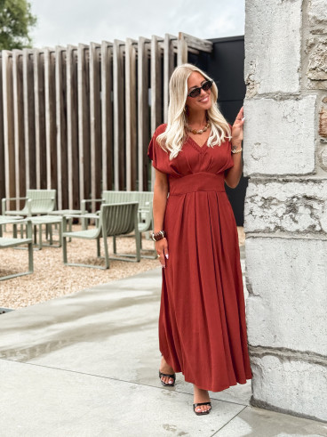 Robe longue Léonia - Brique