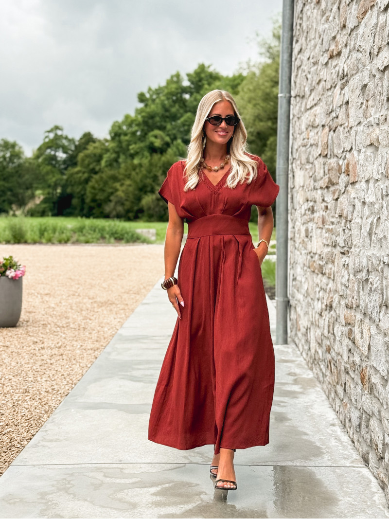 Robe longue Léonia - Brique