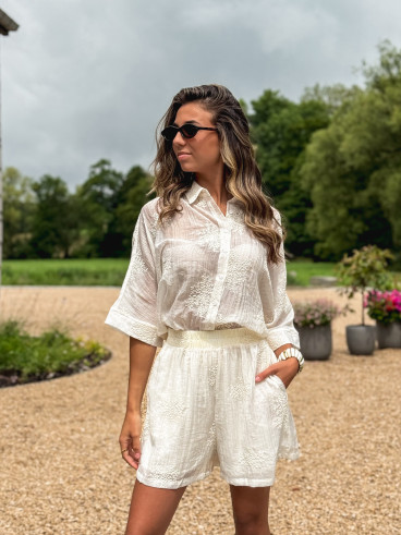Short à motifs Shany - Ecru