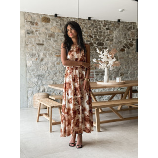 Robe longue à fleurs Aëlys - Chocolat