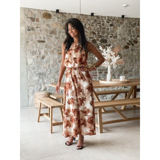 Robe longue à fleurs Aëlys - Chocolat