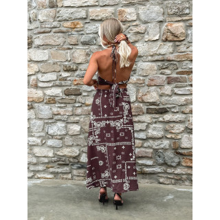 Robe longue à motifs Loélie - Chocolat