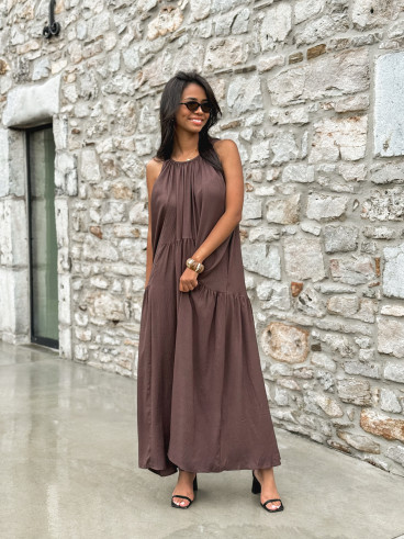 Robe longue Linaya - Chocolat