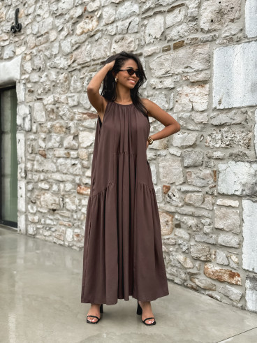 Robe longue Linaya - Chocolat