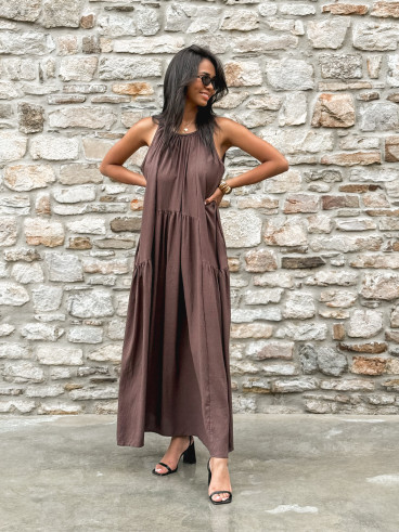 Robe longue Linaya - Chocolat