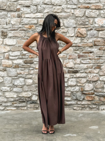 Robe longue Linaya - Chocolat