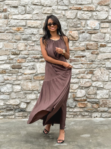 Robe longue Linaya - Chocolat