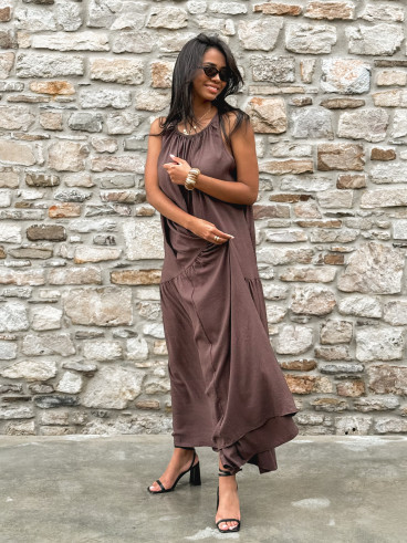 Robe longue Linaya - Chocolat