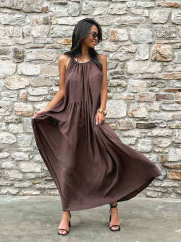 Robe longue Linaya - Chocolat