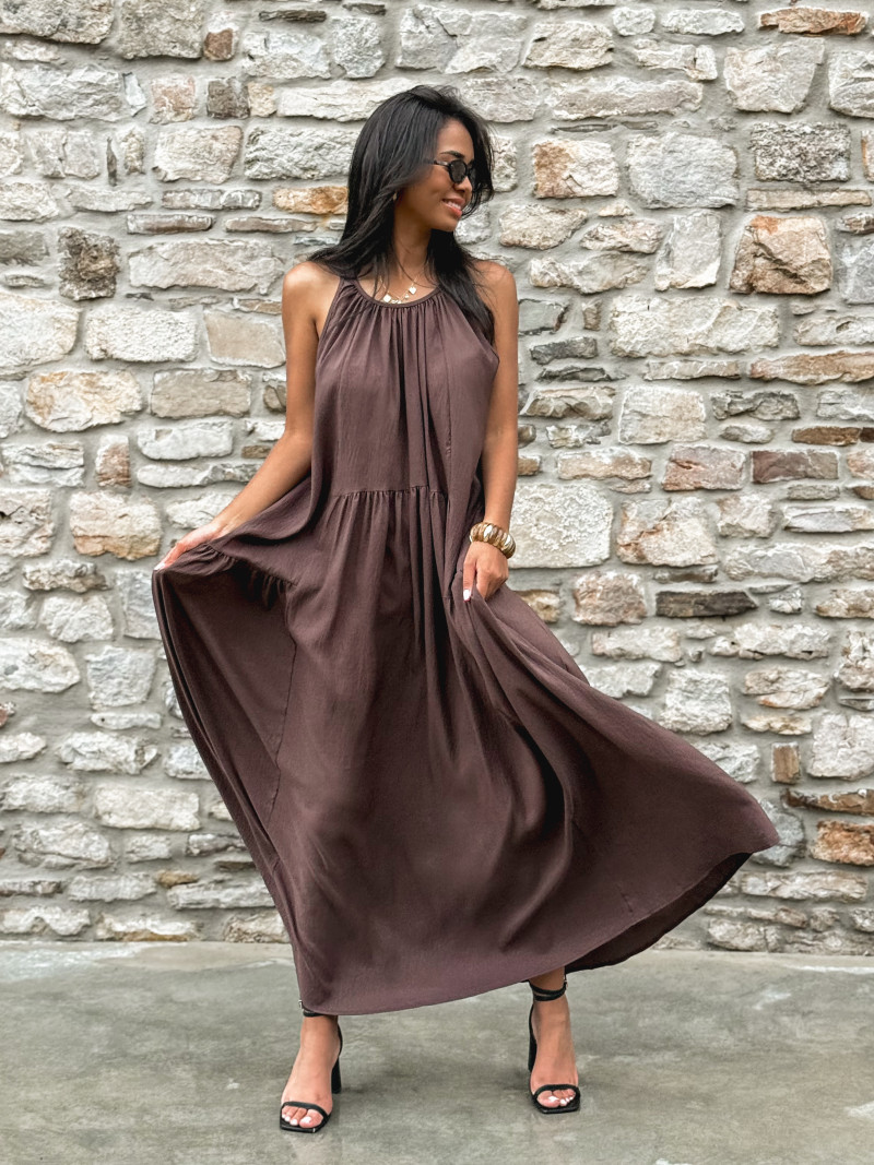 Robe longue Linaya - Chocolat