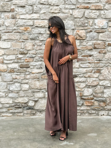 Robe longue Linaya - Chocolat