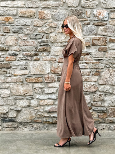 Robe longue Léonia - Kaki/Taupe