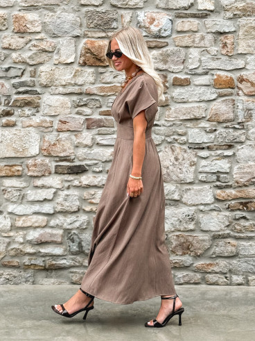 Robe longue Léonia - Kaki/Taupe