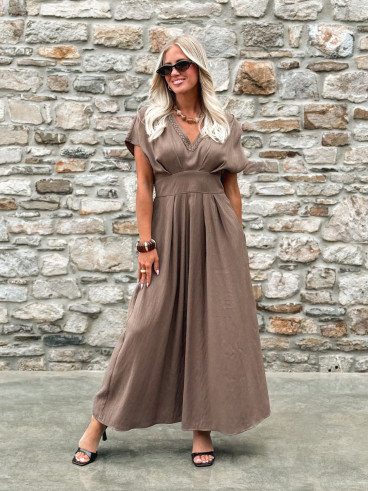Robe longue Léonia - Kaki/Taupe