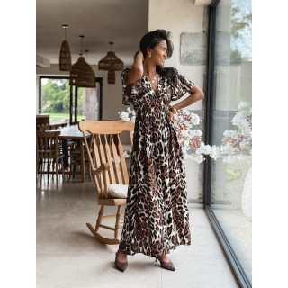 Robe longue léopard Lénaïs - Chocolat