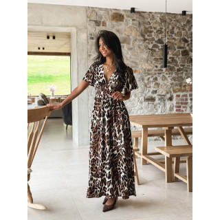 Robe longue léopard Lénaïs - Chocolat