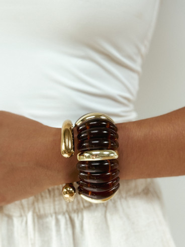 Bracelet Jalila - Doré/Chocolat