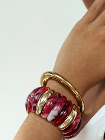 Bracelet Jalila - Doré/Bordeaux