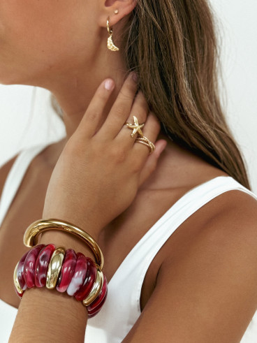 Bracelet Jalila - Doré/Bordeaux