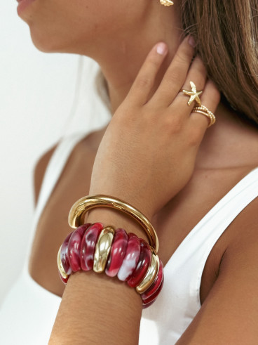 Bracelet Jalila - Doré/Bordeaux