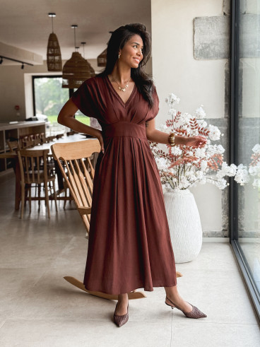 Robe longue Léonia - Chocolat
