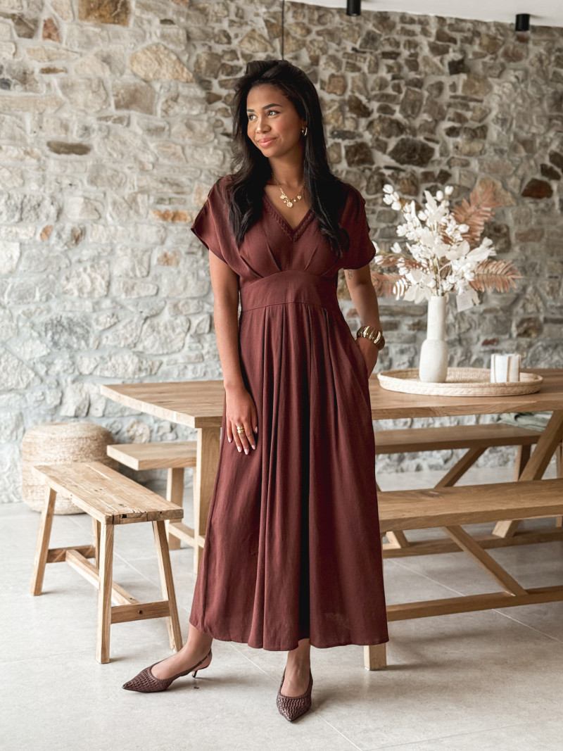 Robe longue Léonia - Chocolat