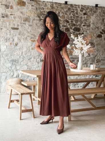 Robe longue Léonia - Chocolat