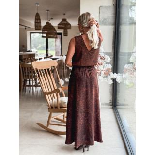 Robe longue léopard Anaïa - Chocolat