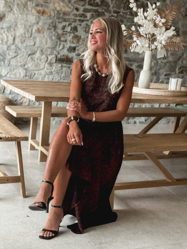 Robe longue léopard Anaïa - Chocolat