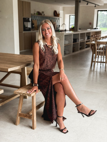 Robe longue léopard Anaïa - Chocolat