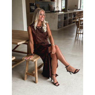 Robe longue léopard Anaïa - Chocolat