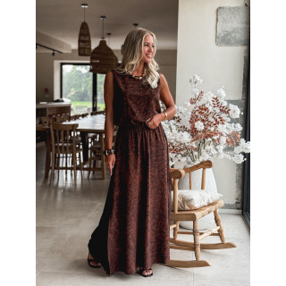 Robe longue léopard Anaïa - Chocolat