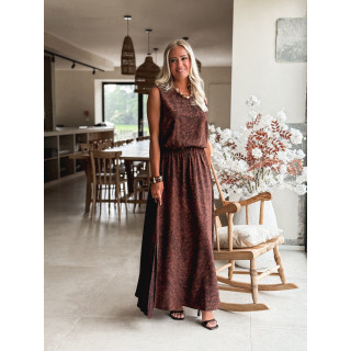 Robe longue léopard Anaïa - Chocolat