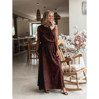 Robe longue léopard Anaïa - Chocolat