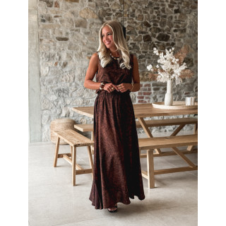 Robe longue léopard Anaïa - Chocolat
