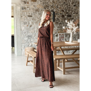 Robe longue léopard Anaïa - Chocolat