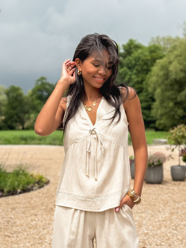 Blouse sans manches Léonia - Beige
